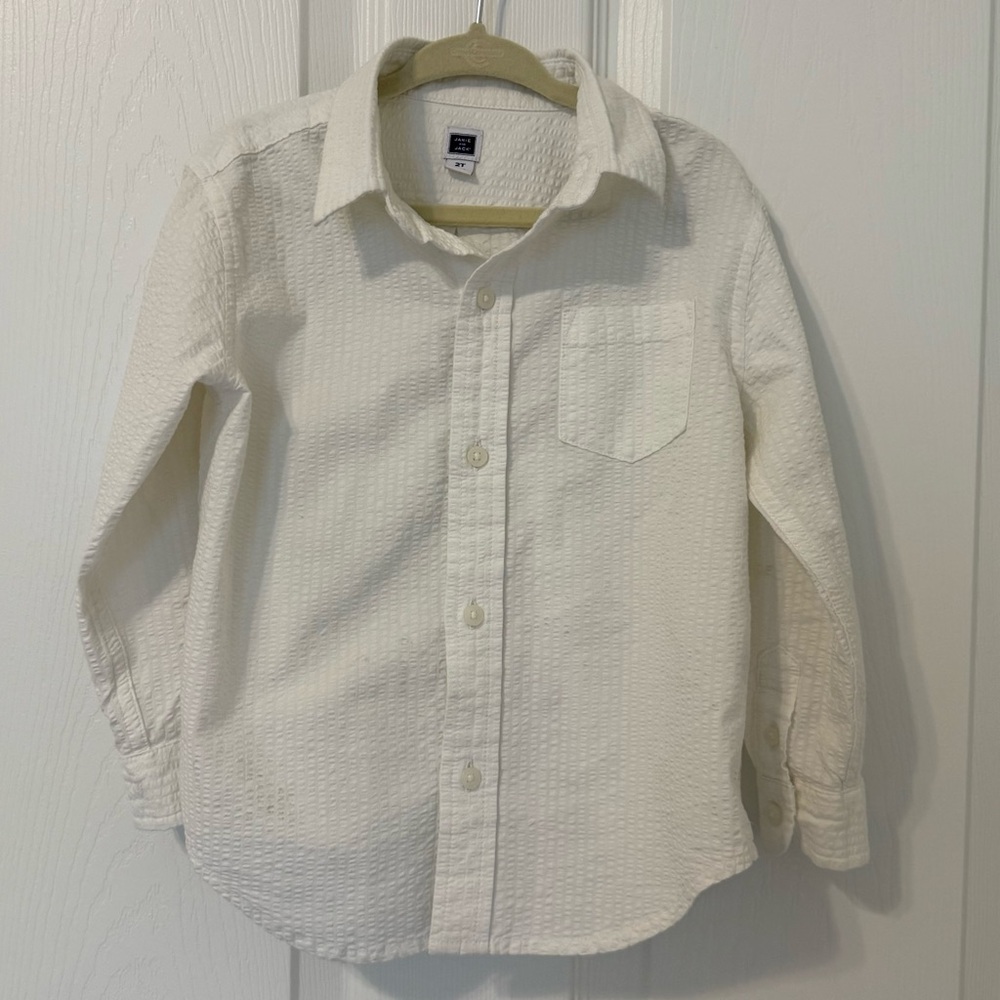Janie and Jack Cream Button-Down Shirt - Boys 2T